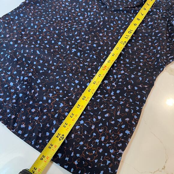 COS drawstring sleeve V neck cotton blouse navy  Sz 6 - Picture 7 of 11